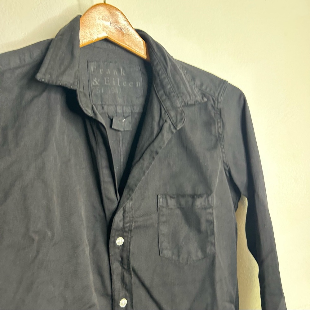 Frank & Eileen Barry Tailored Button Up Shirt in Black Famous Denim Size XS - Picture 9 of 16